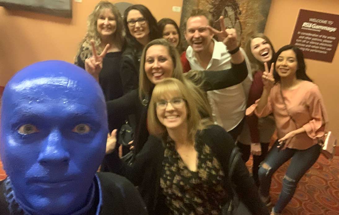 Doctor and crew at Blue Man Group